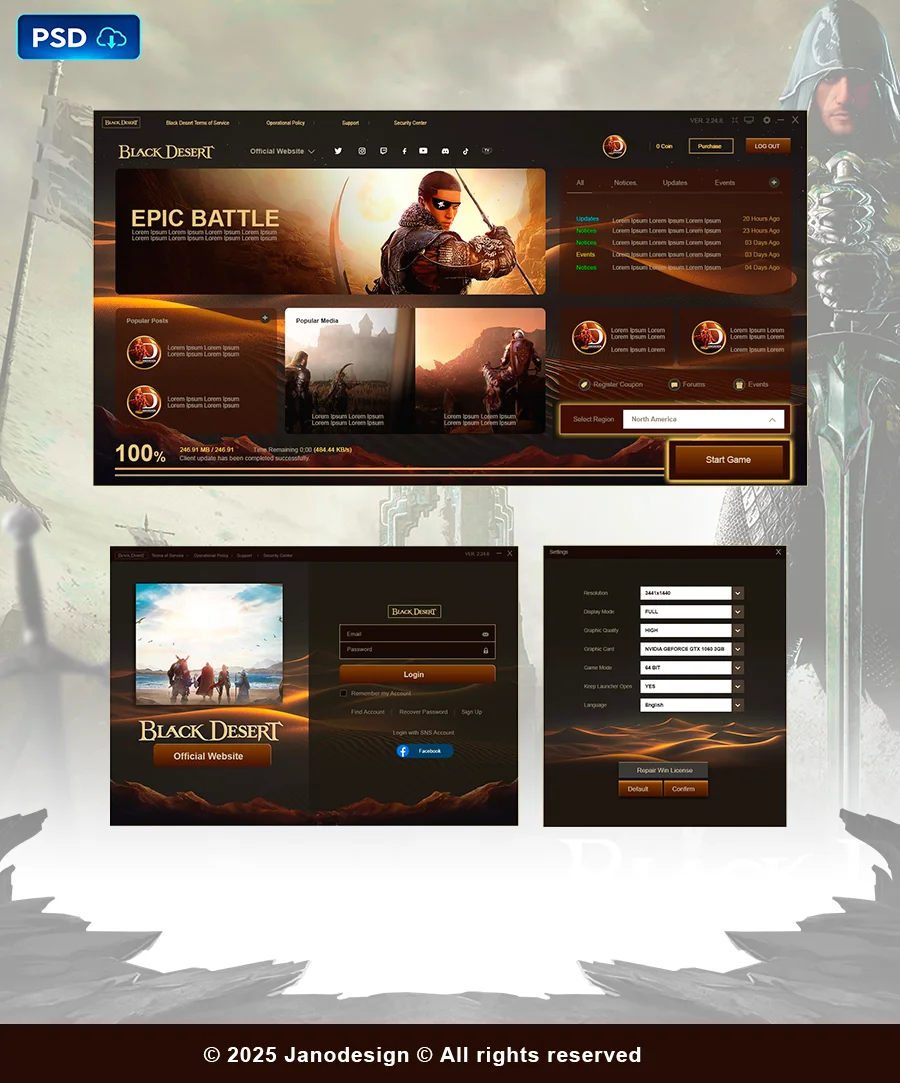 Black Desert Game UI Template